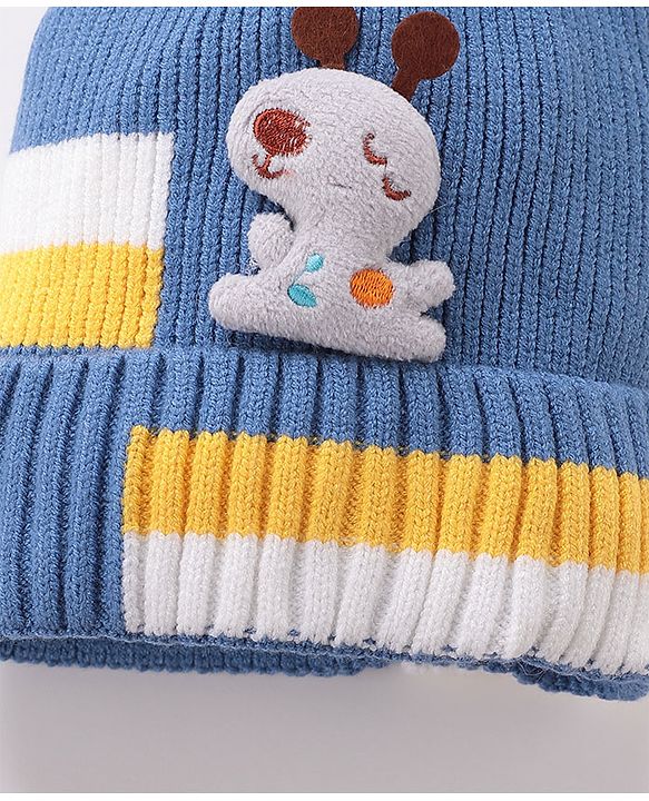 Babyhug Pom Pom Woollen Cap Puppy Design - Blue