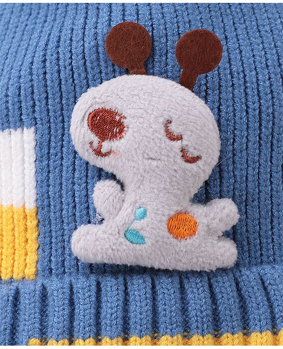 Babyhug Pom Pom Woollen Cap Puppy Design - Blue