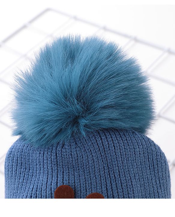 Babyhug Pom Pom Woollen Cap Puppy Design - Blue