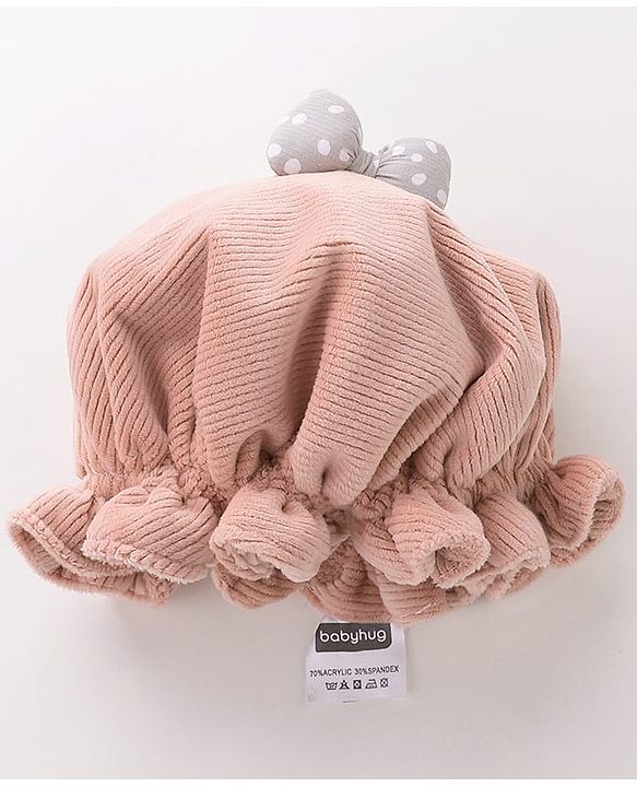 Babyhug Woollen Cap With Bow  - Pink
