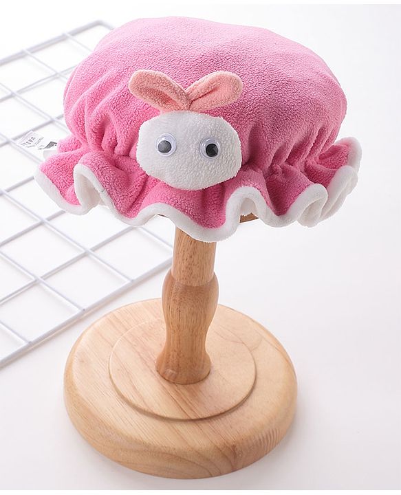 Babyhug Woollen Cap With Bunny Applique - Dark Pink
