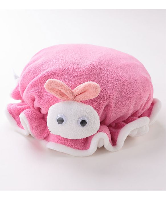 Babyhug Woollen Cap With Bunny Applique - Dark Pink