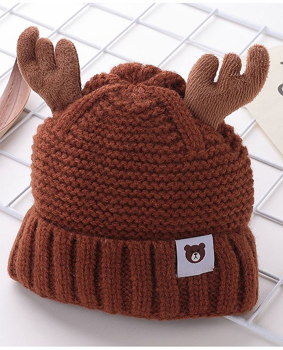 Babyhug Woolen Cap Horn Design - Brown