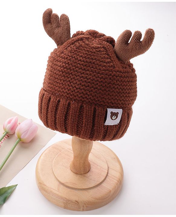 Babyhug Woolen Cap Horn Design - Brown
