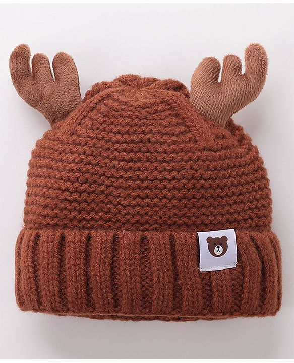 Babyhug Woolen Cap Horn Design - Brown