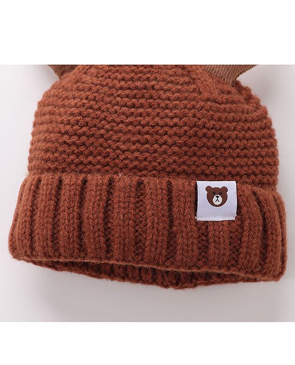 Babyhug Woolen Cap Horn Design - Brown