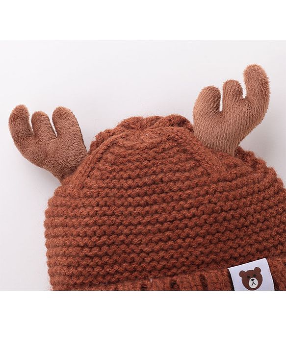 Babyhug Woolen Cap Horn Design - Brown
