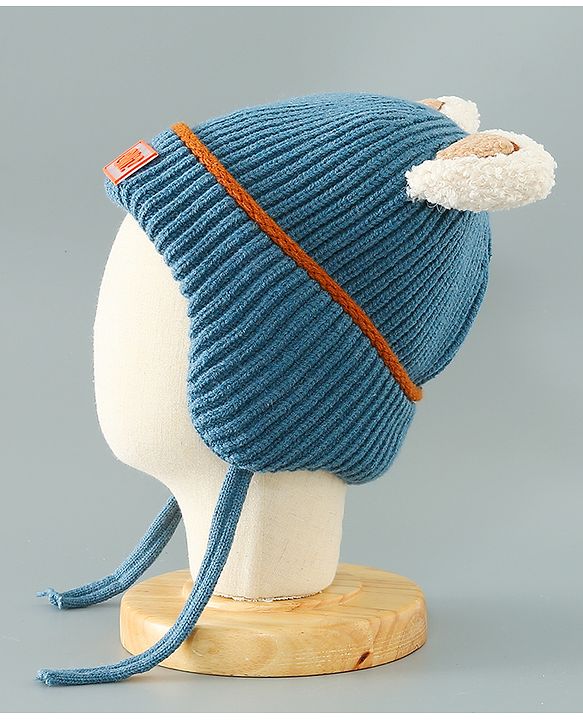 Babyhug Woollen Cap With Ear Design - Blue