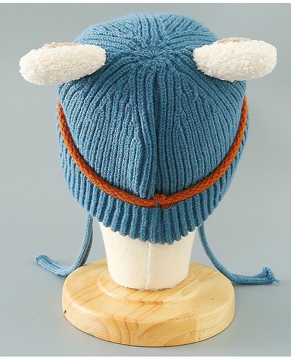 Babyhug Woollen Cap With Ear Design - Blue
