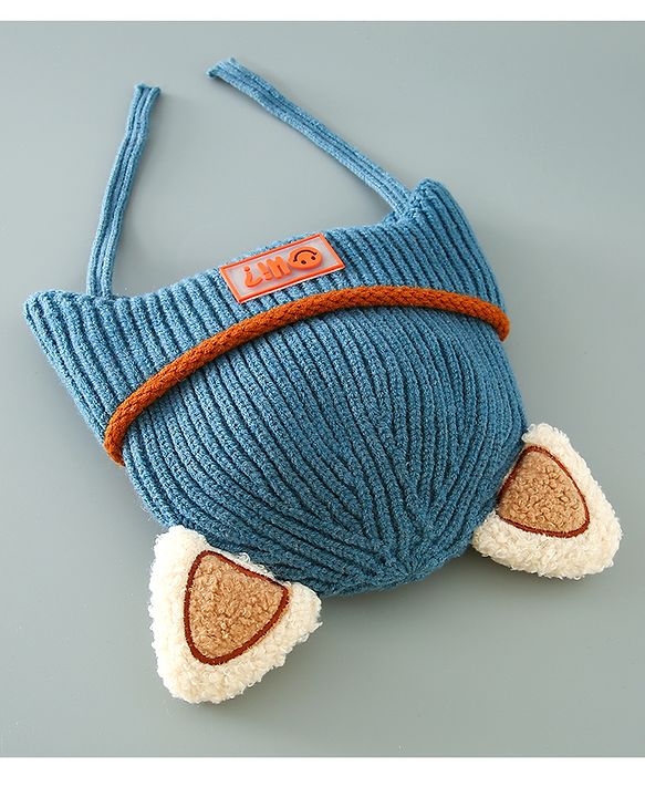 Babyhug Woollen Cap With Ear Design - Blue