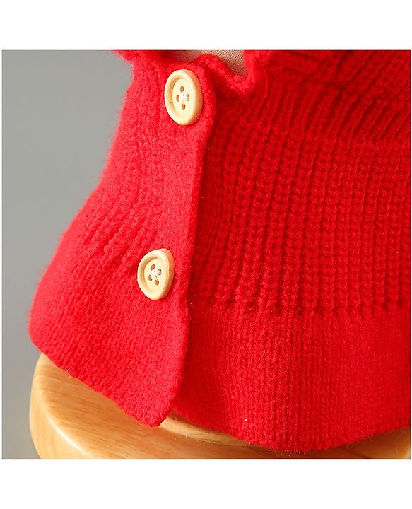 Babyhug Woollen Cap Reindeer Design - Red