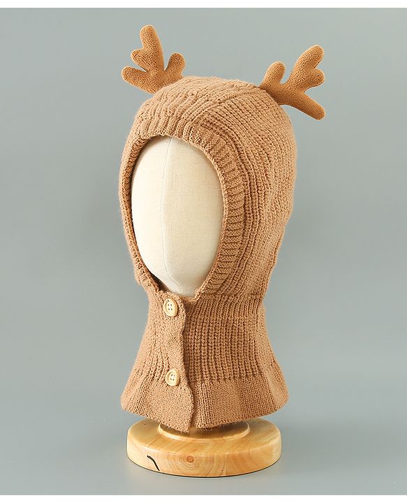 Babyhug Woollen Cap Reindeer Design - Red