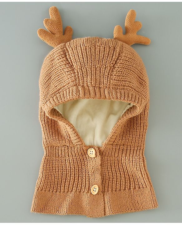 Babyhug Woollen Cap Reindeer Design - Red