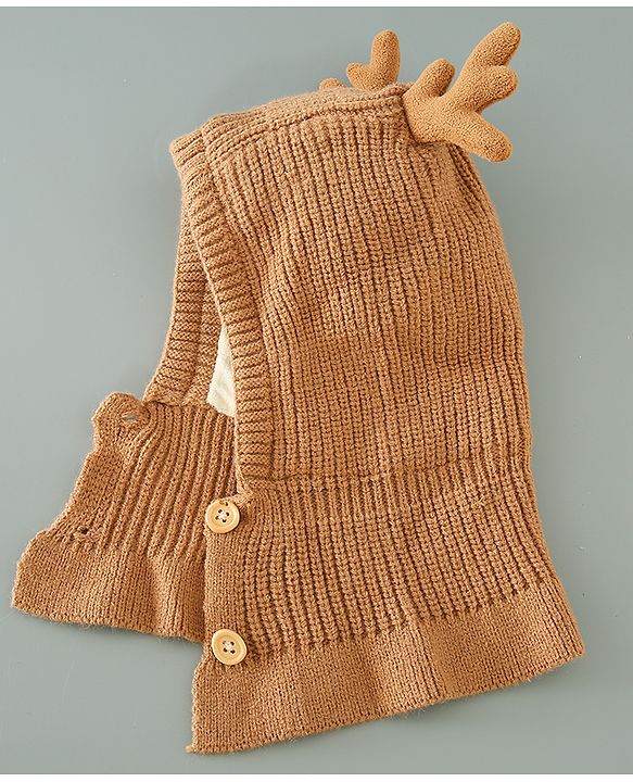 Babyhug Woollen Cap Reindeer Design - Red