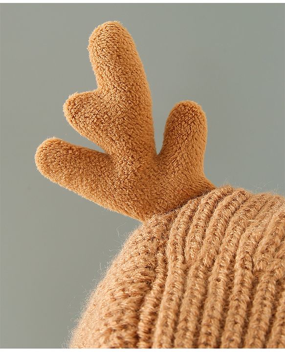 Babyhug Woollen Cap Reindeer Design - Red