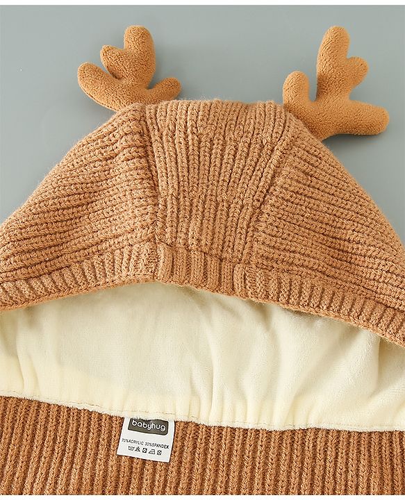 Babyhug Woollen Cap Reindeer Design - Red