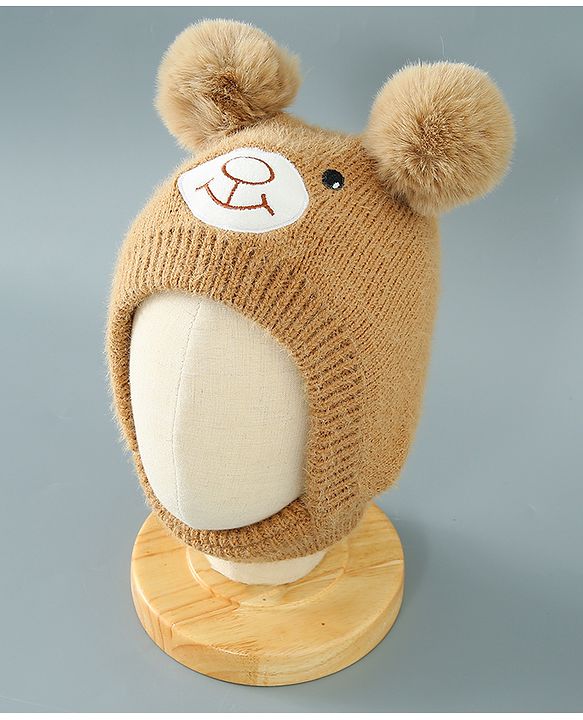 Babyhug Woollen Cap Bear Design - Brown