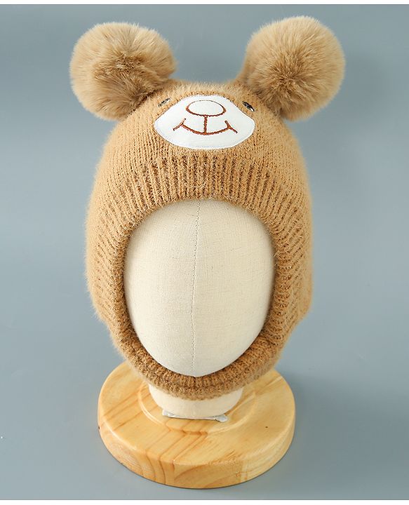 Babyhug Woollen Cap Bear Design - Brown