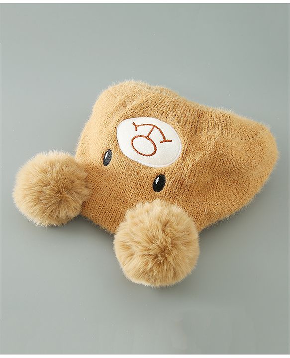 Babyhug Woollen Cap Bear Design - Brown