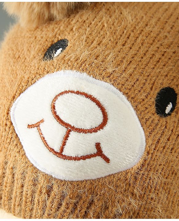 Babyhug Woollen Cap Bear Design - Brown