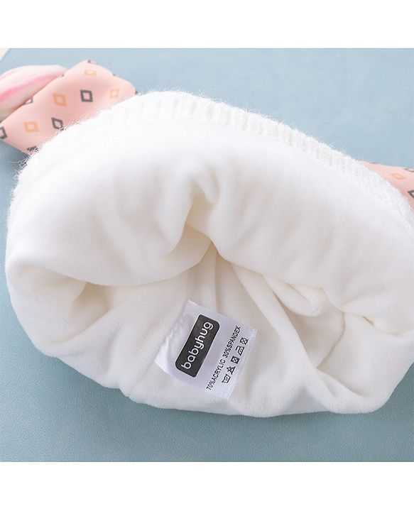Babyhug Woollen Cap Bow Design Medium Size - White