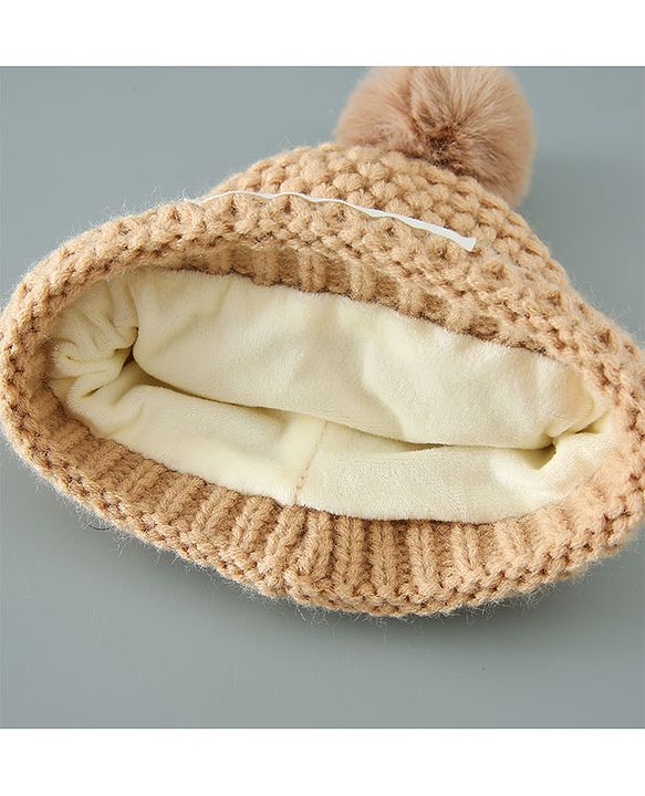 Babyhug Woolen Cap & Muffler Set Brown - Diameter 11.5 cm