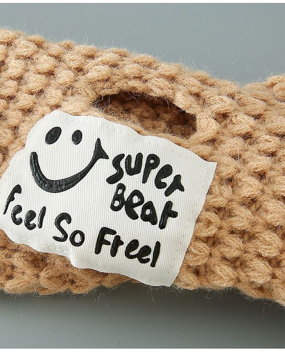 Babyhug Woolen Cap & Muffler Set Brown - Diameter 11.5 cm