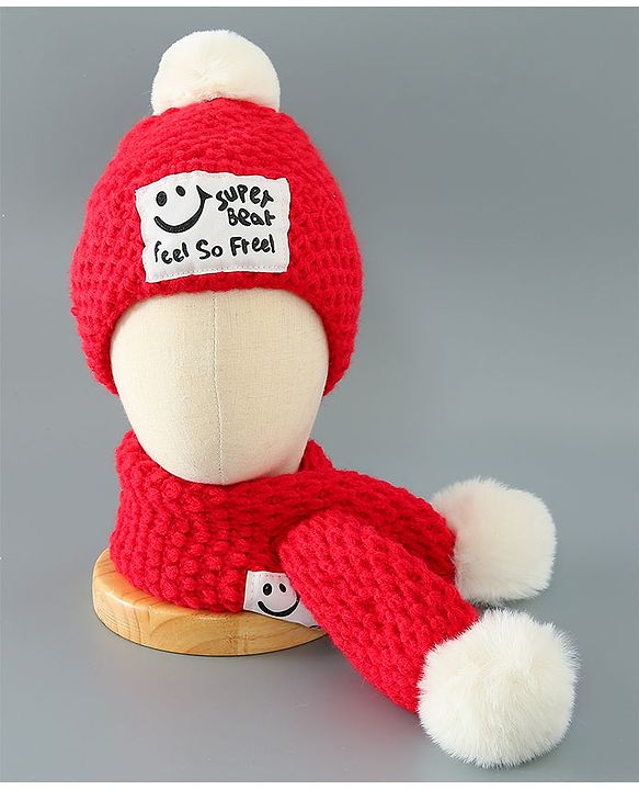 Babyhug Woolen Cap & Muffler Set Brown - Diameter 11.5 cm