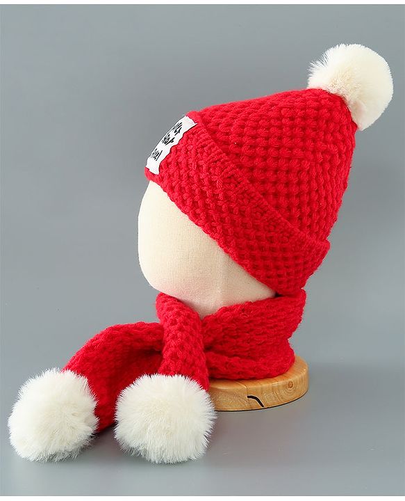 Babyhug Woolen Cap & Muffler Set Brown - Diameter 11.5 cm