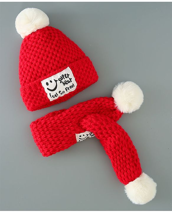 Babyhug Woolen Cap & Muffler Set Brown - Diameter 11.5 cm