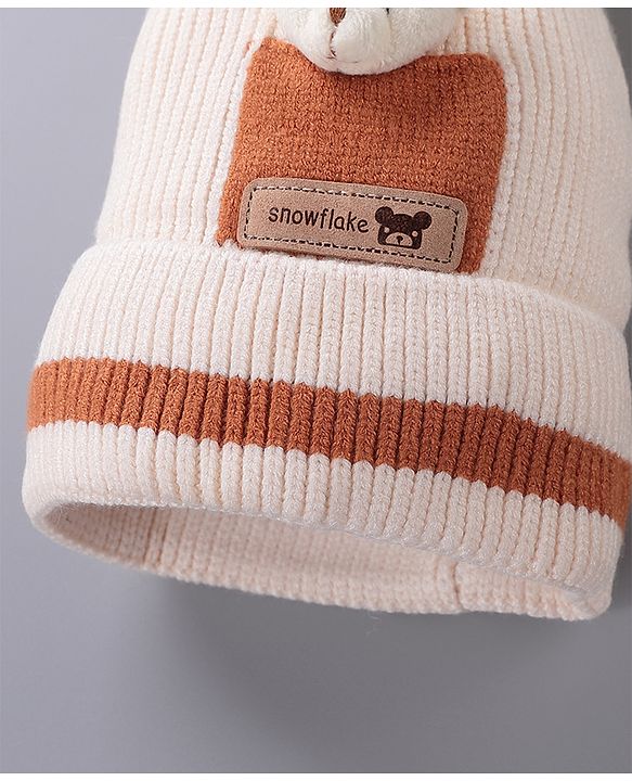 Babyhug Woolen Cap With Pom Pom Beige - Diameter 12.5 cm