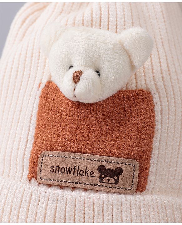 Babyhug Woolen Cap With Pom Pom Beige - Diameter 12.5 cm