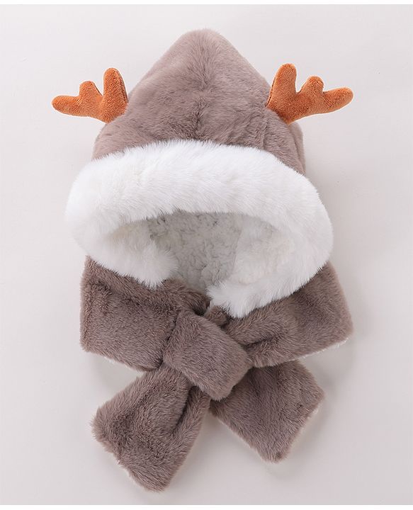 Babyhug Woollen Cap Reindeer Design - Grey
