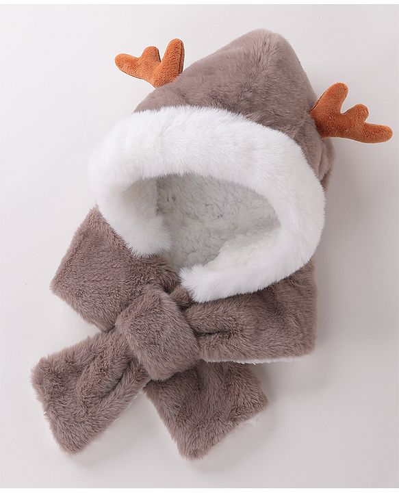 Babyhug Woollen Cap Reindeer Design - Grey