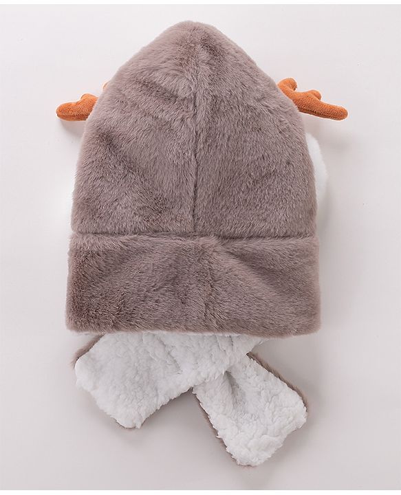 Babyhug Woollen Cap Reindeer Design - Grey