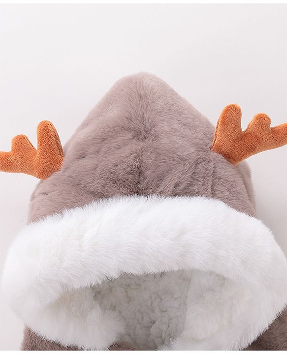 Babyhug Woollen Cap Reindeer Design - Grey