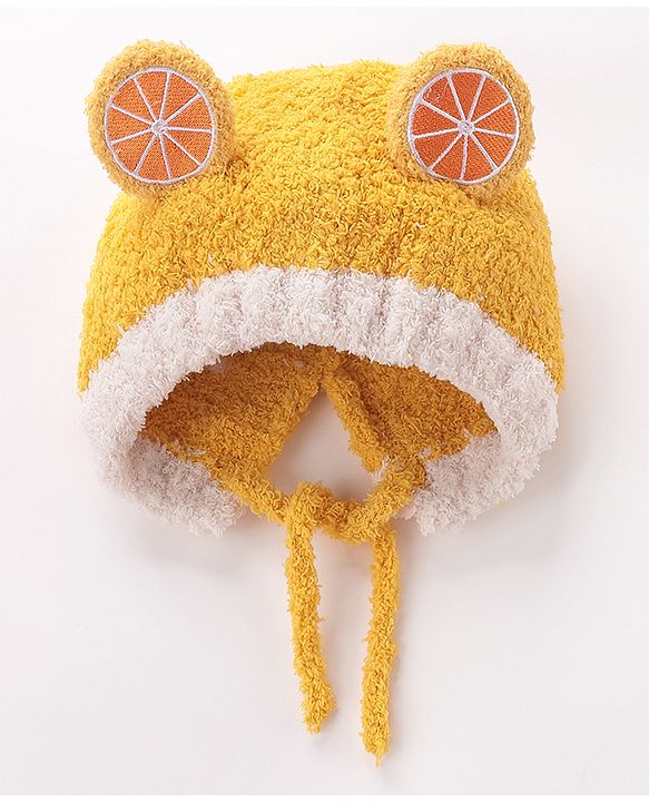 Babyhug Woollen Cap Orange Design - Yellow