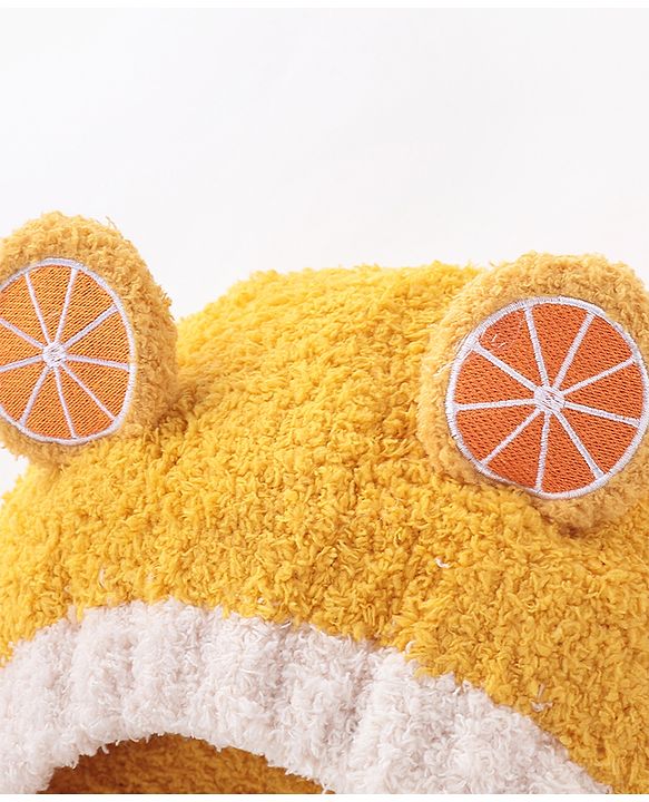 Babyhug Woollen Cap Orange Design - Yellow