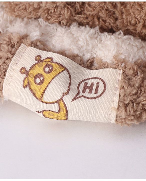Babyhug Woollen Cap With Giraffe 3D Ear- Light Brown