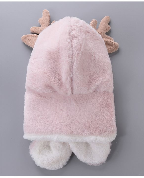 Babyhug Woollen Cap With  Giraffe  Design - Pink