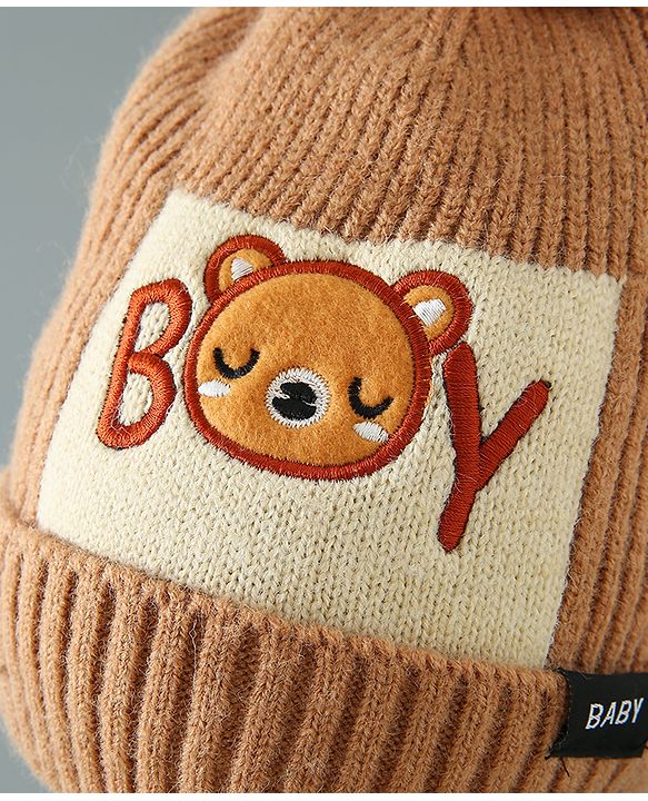 Babyhug Woolen Cap Gloves & Muffler Set - Brown
