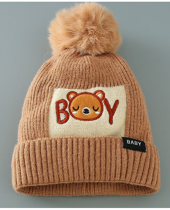 Babyhug Woolen Cap Gloves & Muffler Set - Brown