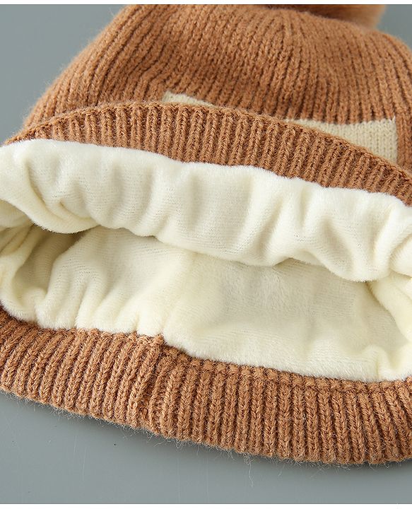 Babyhug Woolen Cap Gloves & Muffler Set - Brown