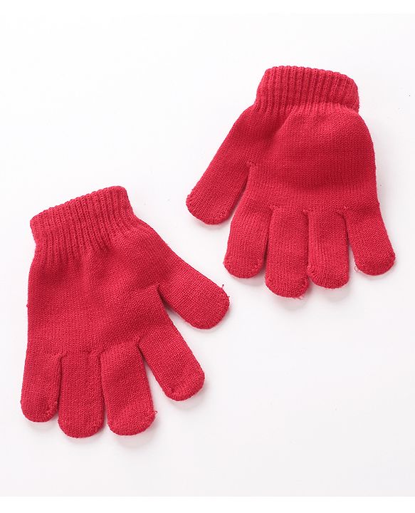Babyhug Woolen Cap Gloves & Muffler Set - Red