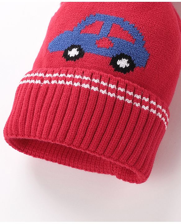Babyhug Woolen Cap Gloves & Muffler Set - Red