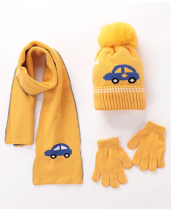 Babyhug Woolen Cap Gloves & Muffler Set - Red