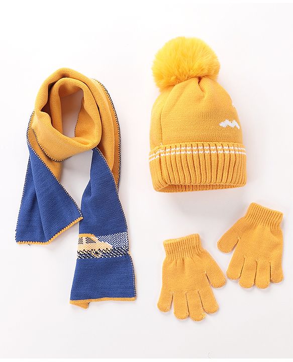 Babyhug Woolen Cap Gloves & Muffler Set - Red