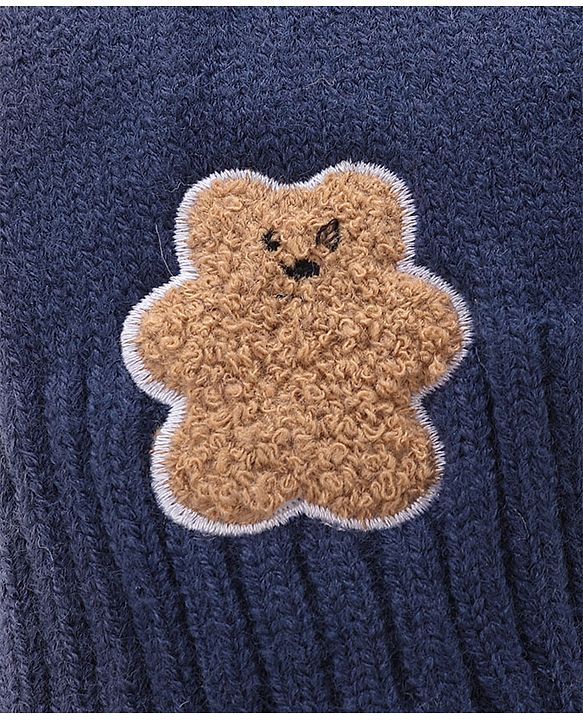 Babyhug Pom Pom Woolen Cap Muffler & Gloves Set Teddy Design - Red