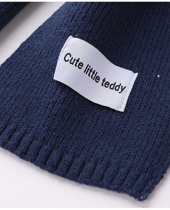 Babyhug Pom Pom Woolen Cap Muffler & Gloves Set Teddy Design - Red