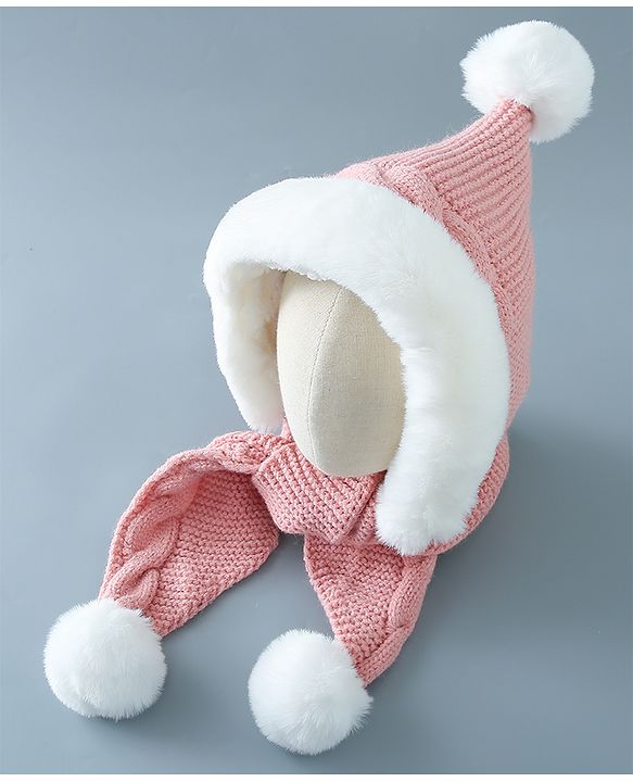 Babyhug Pom Pom  Woollen Cap Small Size - Pink